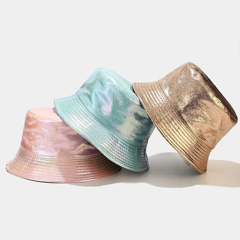 New Lacquer Leather Fisherman Hat Female Creativity hercurva
