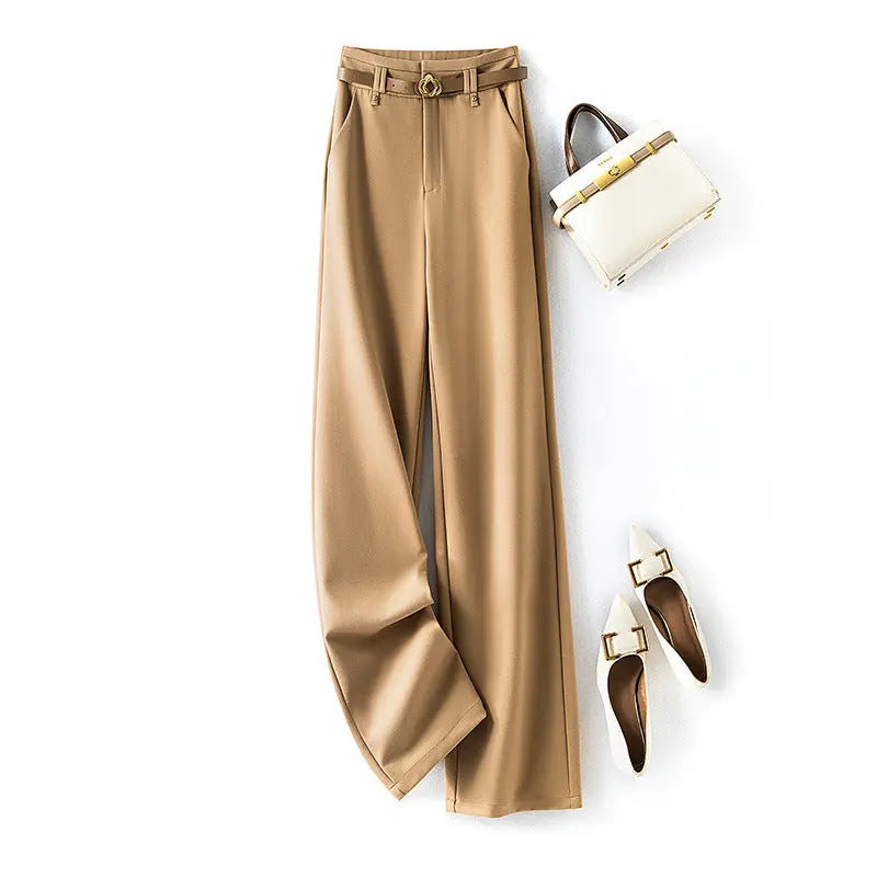 Narrow Wide-leg Pants Women's Autumn New Straight Loose Casual Suit Pants hercurva