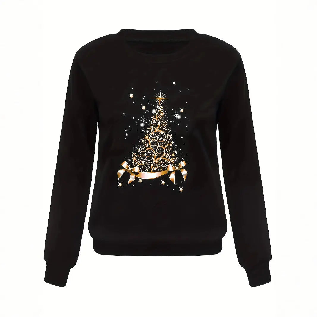 Women's Christmas Printed Loose Top Long Sleeve hercurva