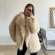 Lapel Leather Fur Coat Women's Artificial Wool Clip Coat hercurva