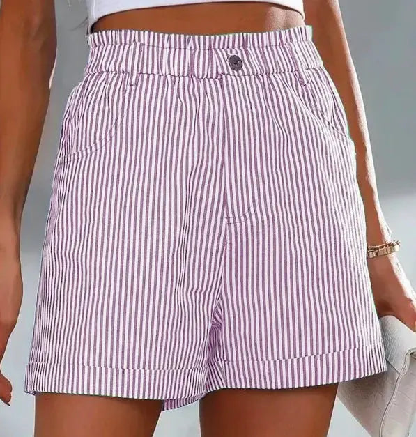 Fashion Ladies Non-stretch Stripe Shorts hercurva