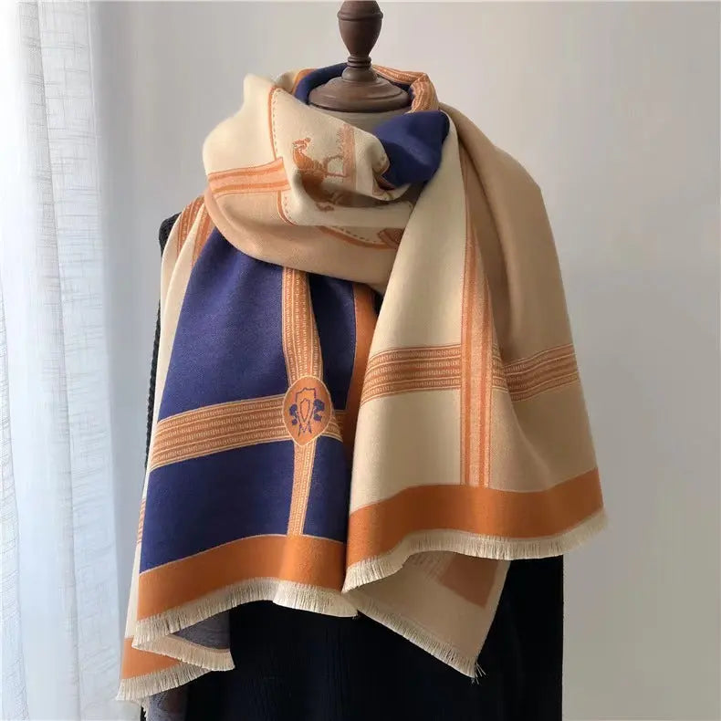 Korean Style Contrast Color Artificial Cashmere Scarf Women's New Winter hercurva
