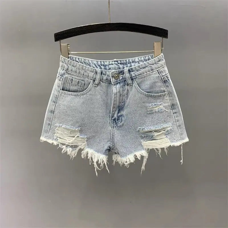High Waist Slimming Heavy-duty Colorful Rhinestone Hot Pants hercurva