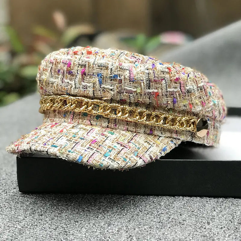 Ladies peaked cap octagonal cap fashion military cap hercurva