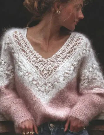 Womens Digitalprint Vneck Loose Sweater With A SoftCozy Feelperfect For Casual Wear hercurva