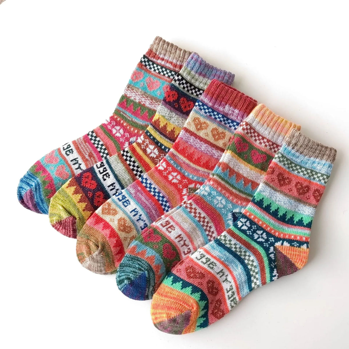 Winter Rhombus Wool Socks Thick Line Medium Tube hercurva