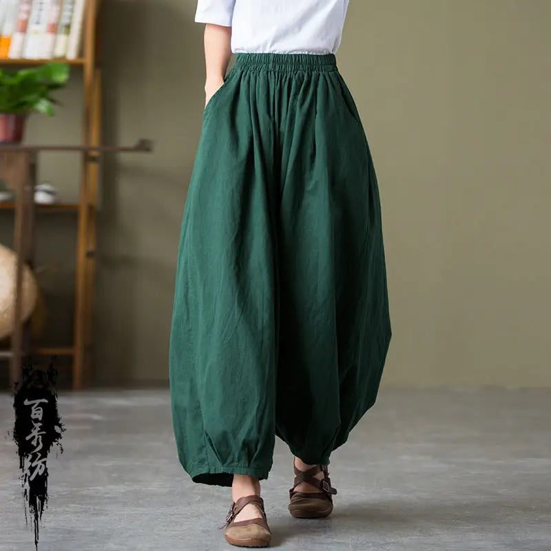 Cotton Linen Women's Sand Washed Linen Bloomers hercurva