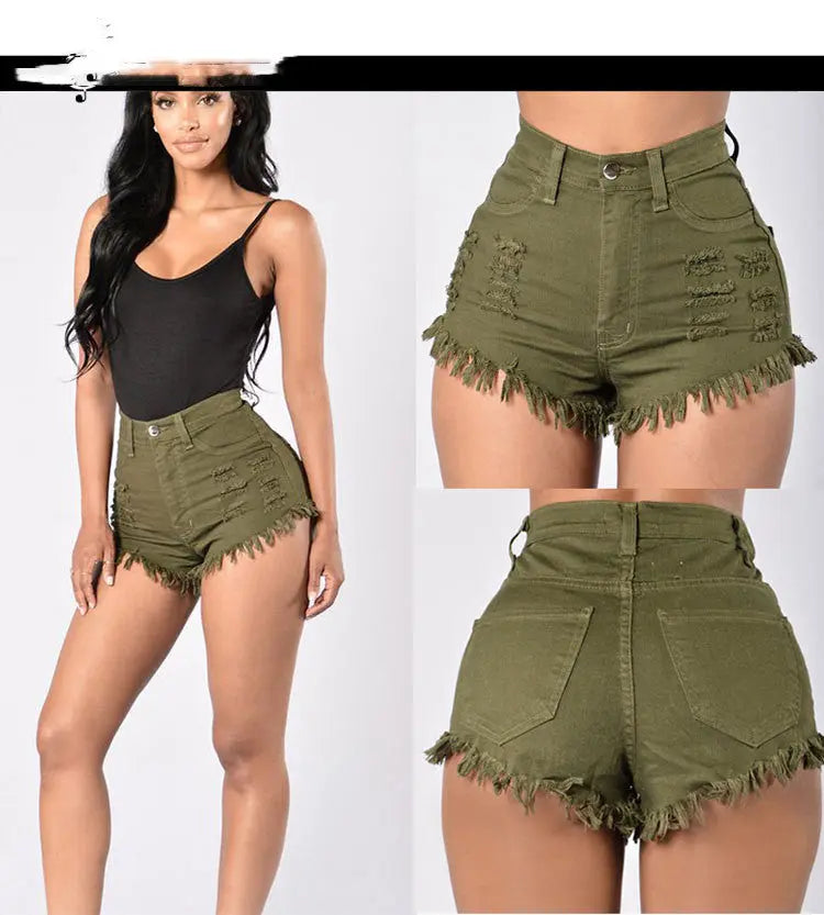 Stretch Sexy Frayed Denim Shorts Women's Hot Pants hercurva
