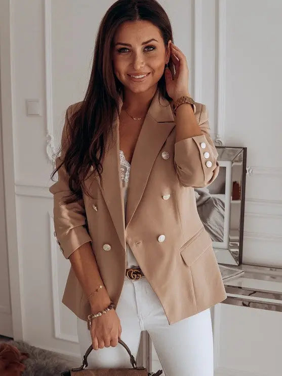 Metal button double breasted Blazer woman hercurva
