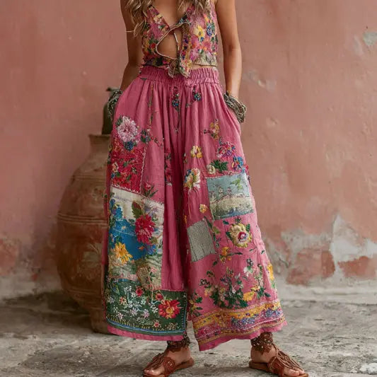 3D Floral Print Pattern Elegant Straight Women's Trousers hercurva