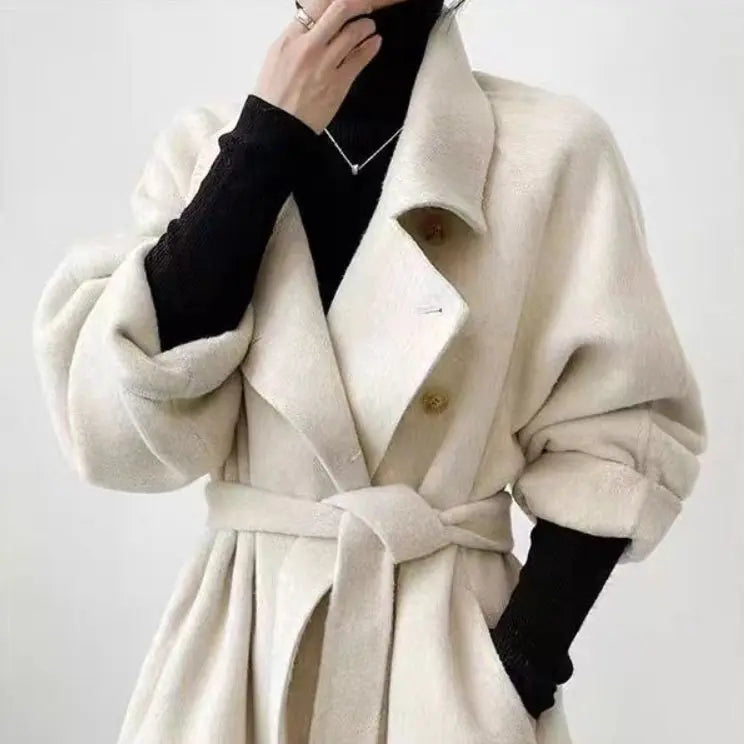 Loose-fitting Double-faced Cashmere Coat, Extra-thick Wool Overcoat hercurva