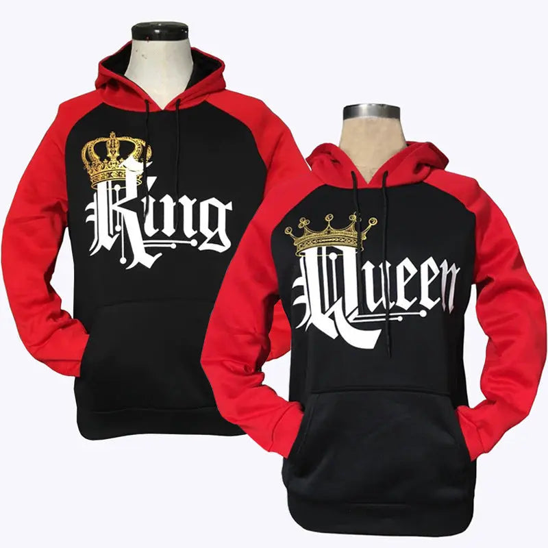 Printed Hooded Couple Sweatshirt hercurva