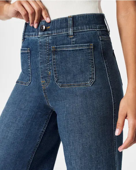 Cropped Style Wide Leg Women's Clothing Oversized Jeans, Shade Blue hercurva