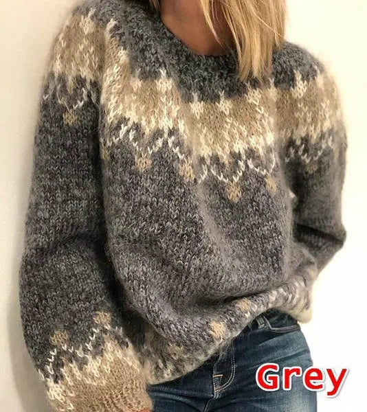 Knitted flower women's sweater hercurva