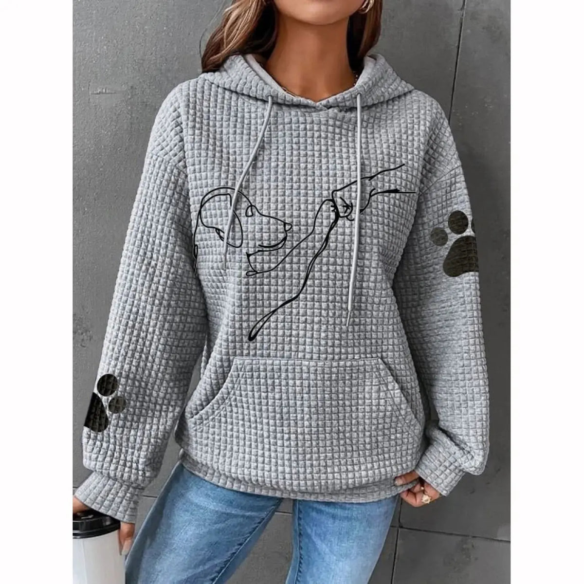 Printed Long Sleeve Loose Sweater hercurva