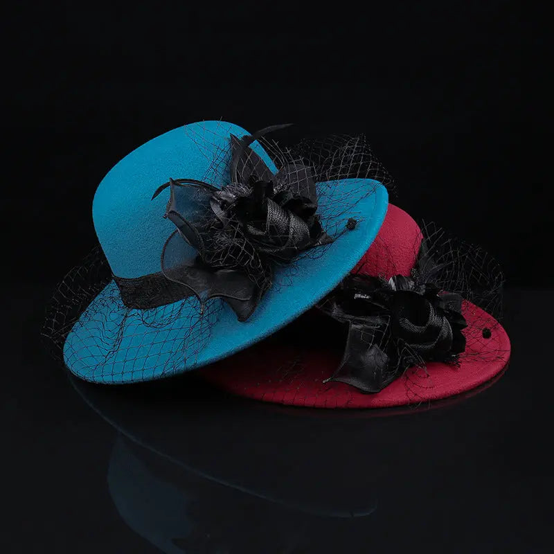 Net Yarn Flowers Woolen Basin Hat Female European And American French Hepburn Style hercurva