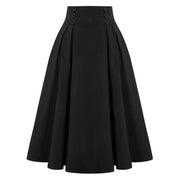 Women's Fashion Casual Skirt With Pockets Retro High Waist Pleated hercurva