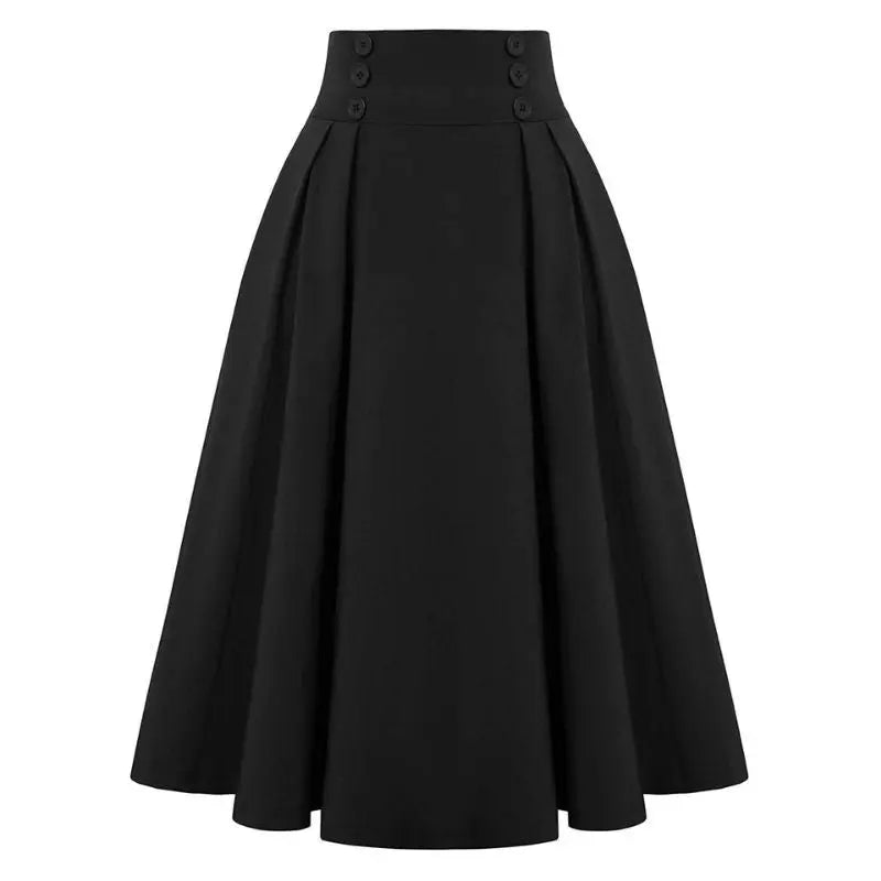 Women's Fashion Casual Skirt With Pockets Retro High Waist Pleated hercurva