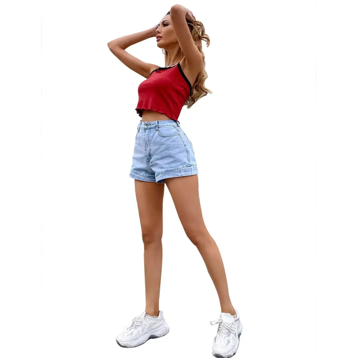 Women's High Waist Slimming And Tight Straight Denim Shorts hercurva
