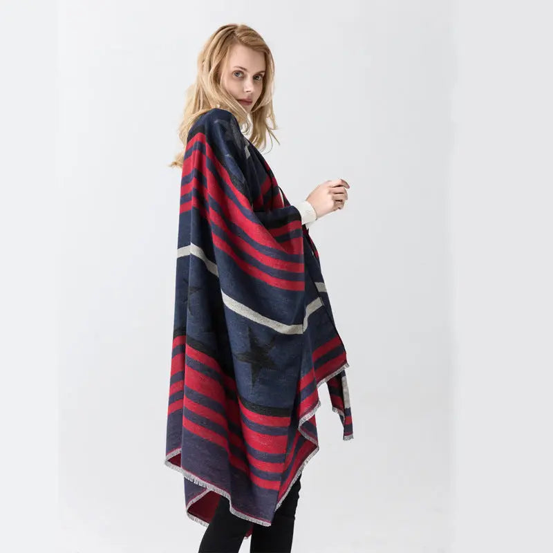 Cashmere Cape Split Shawl Air Conditioning Blanket hercurva