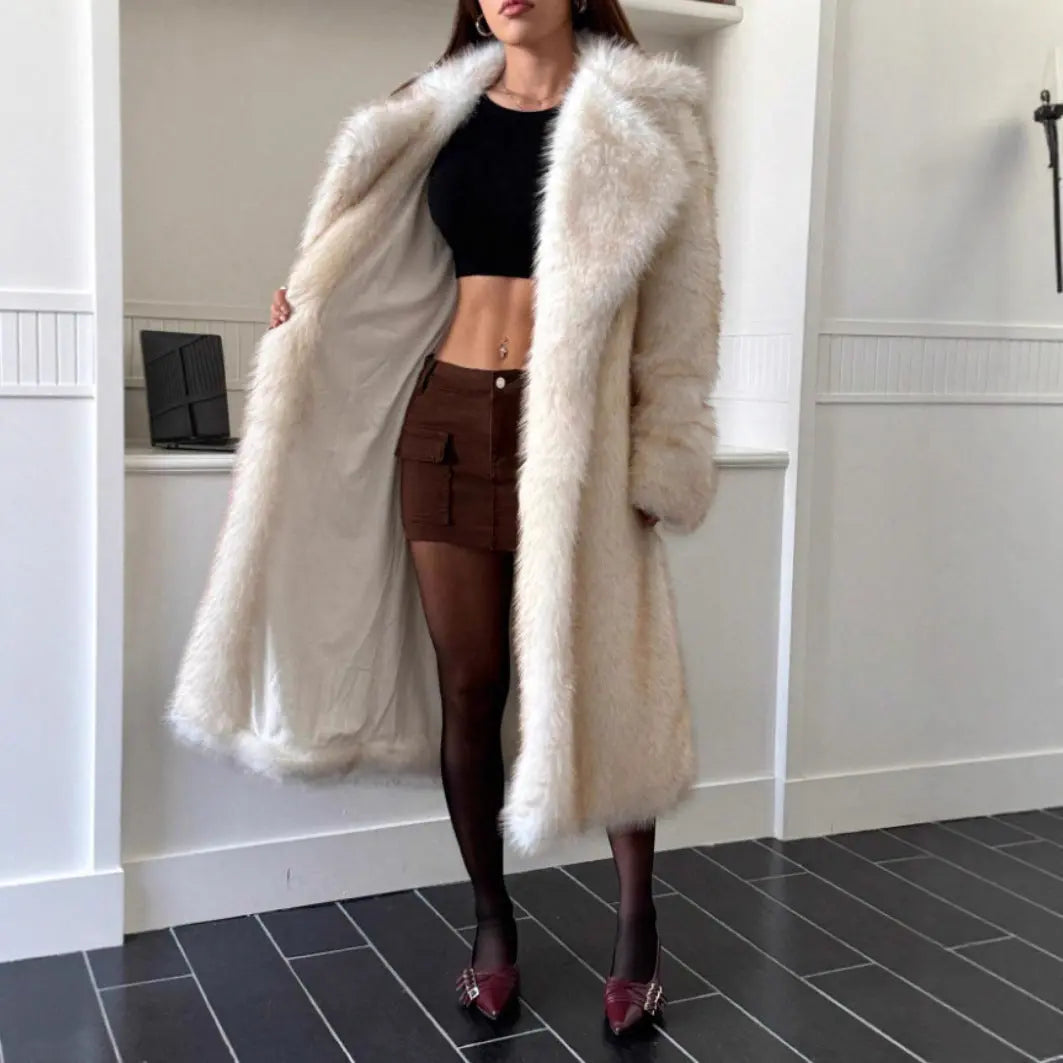 Imitation Fox Fur Long Thickened Maojian Tea Gradient Color Coat Autumn And Winter New Women's hercurva