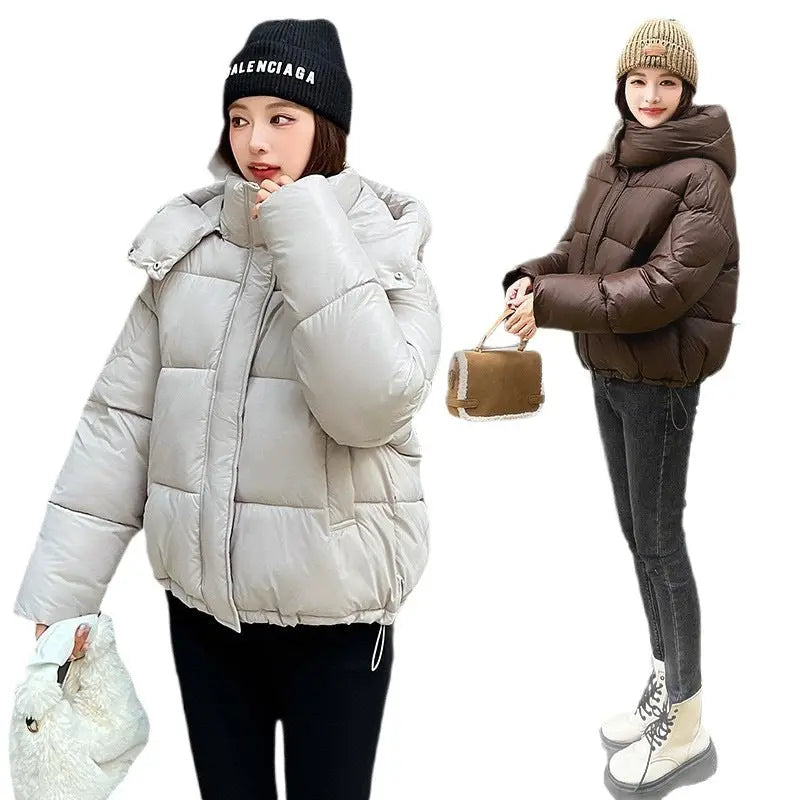 Elegant Fluffy Hooded Cotton Jacket Puffer Jacket Coat Warm Commute hercurva