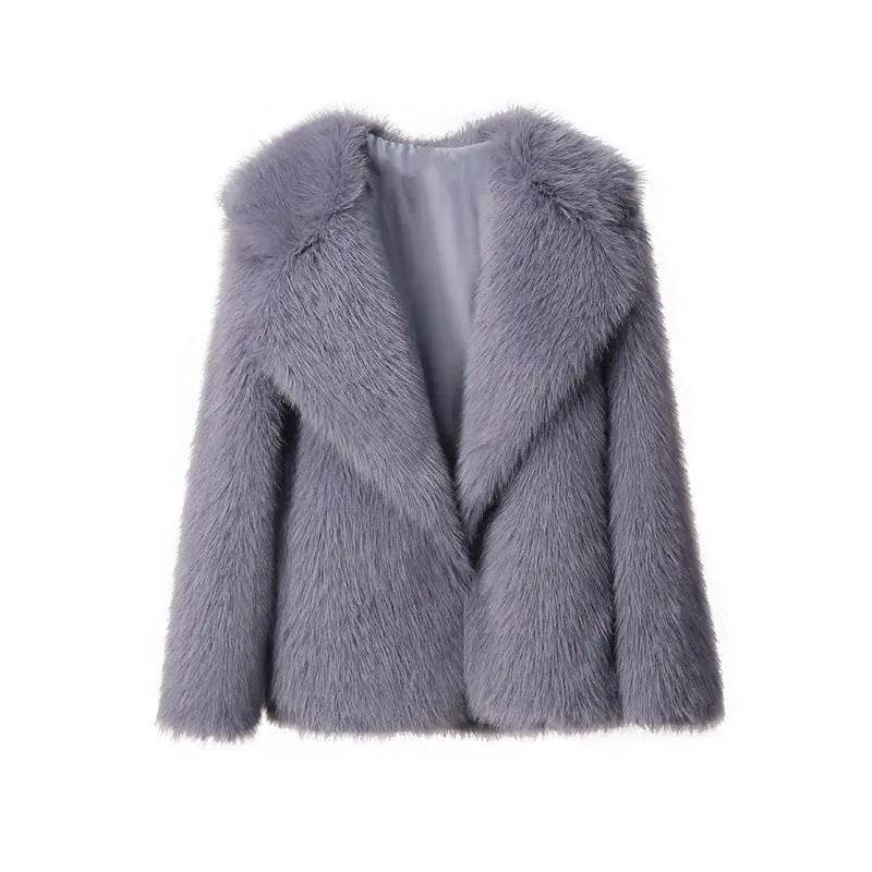 Lapel Leather Fur Coat Women's Artificial Wool Clip Coat hercurva