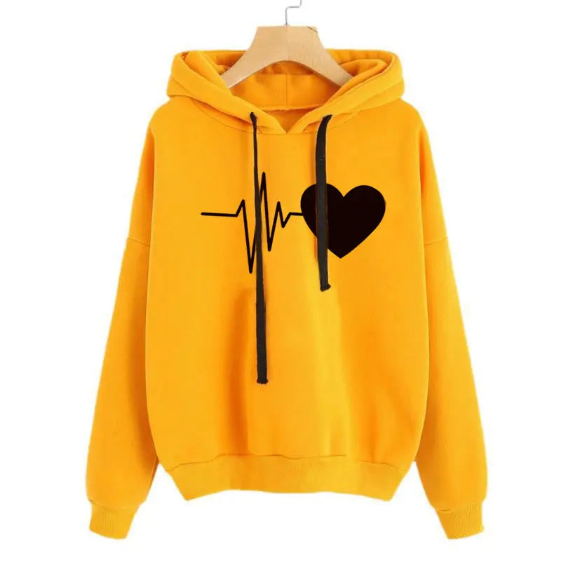 Heart Print Streetwear Hoodies Women Sweatshirt Spring Autumn Long Sleeve Hoodie Clothes hercurva