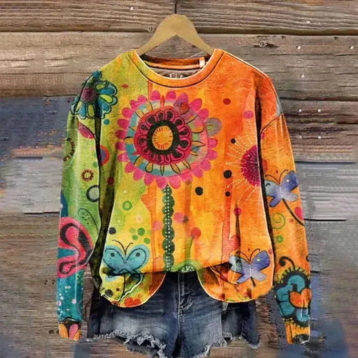 Women's Printed Drop-shoulder Sweater hercurva