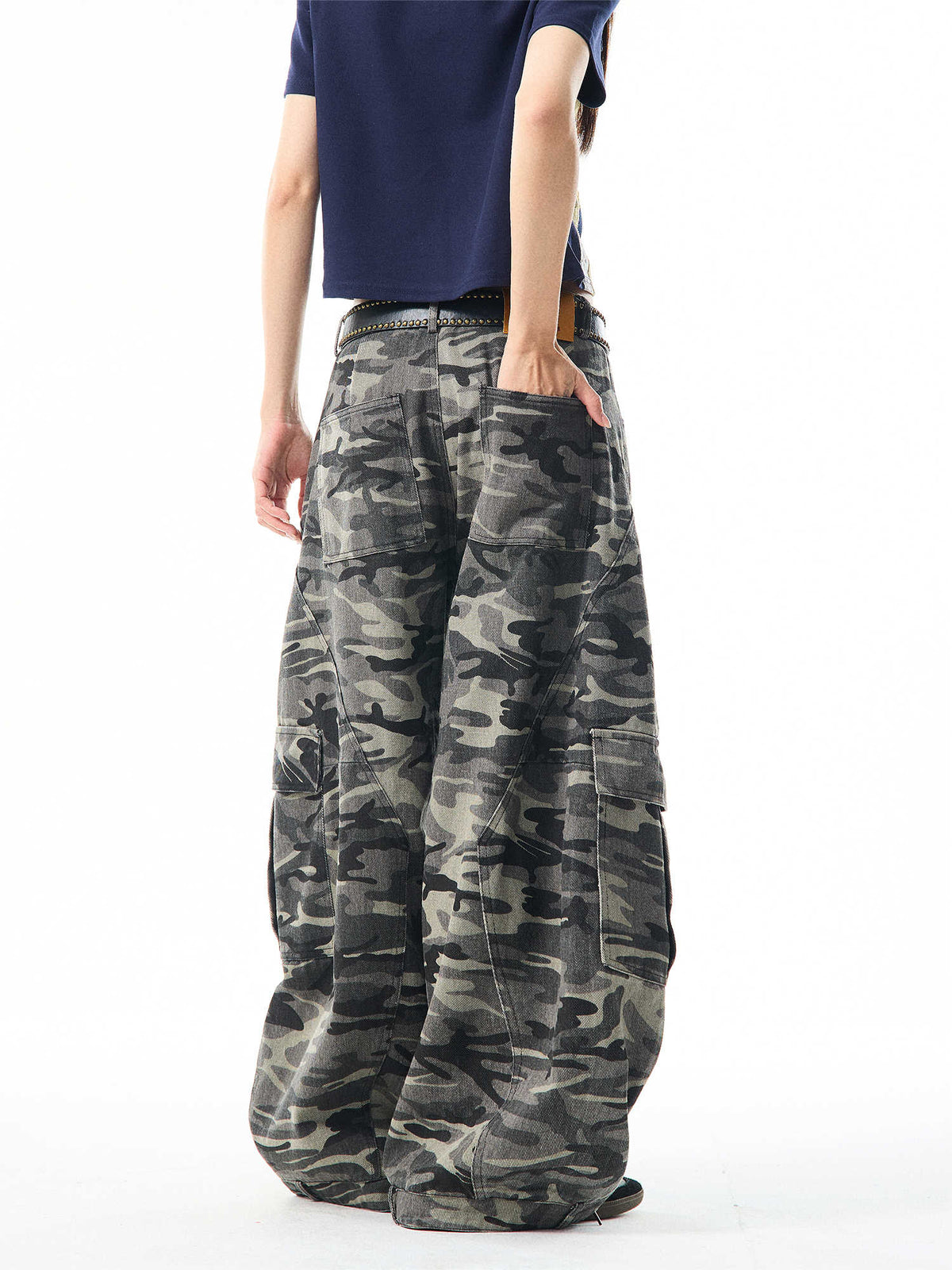 Retro Camouflage Wide-leg Overalls Women's Loose Casual Pants hercurva