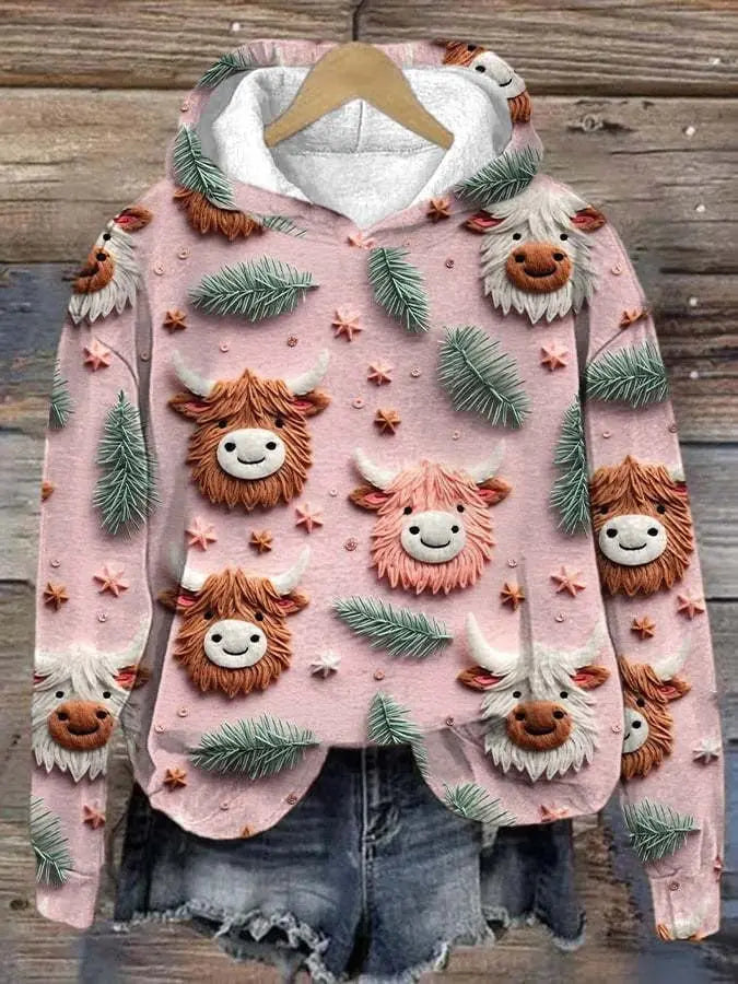 3D Digital Printing Christmas Couple Hooded Sweater Female hercurva