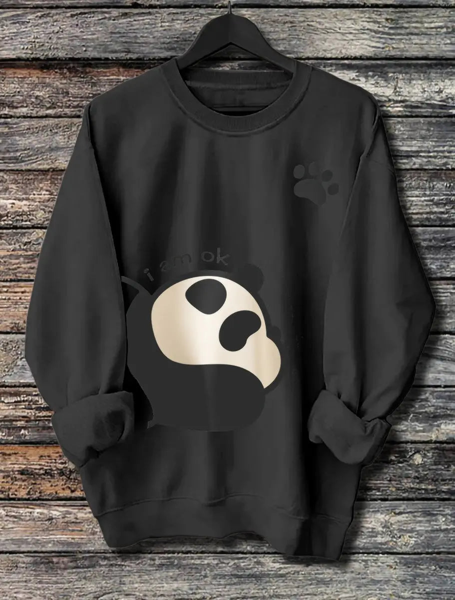 Women's Long Sleeved Panda Print Hoodie hercurva
