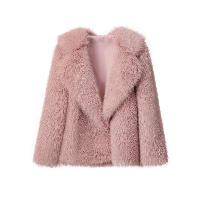 Lapel Leather Fur Coat Women's Artificial Wool Clip Coat hercurva