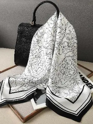 Artificial Silk Striped High-grade Korean Style Stylish Beach Arm Bag Silk Scarf hercurva