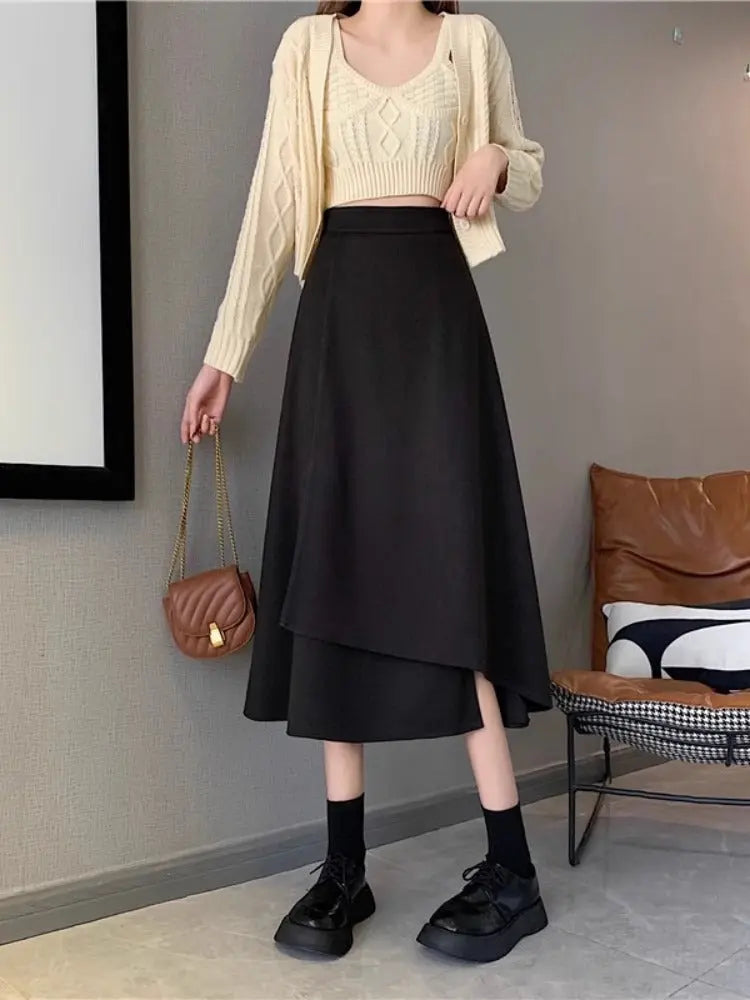 Women's High Waisted Figure Flattering Asymmetrical Skirt hercurva