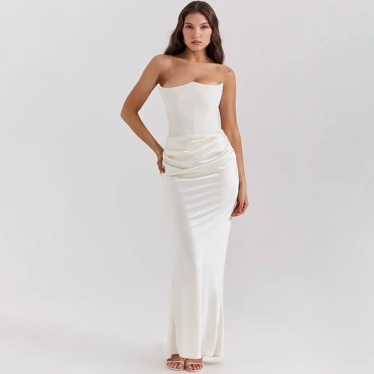Slim Tube Top Long Dress Sexy Fashion Bandeau Backless Party Evening Dresses For Women Clothing hercurva