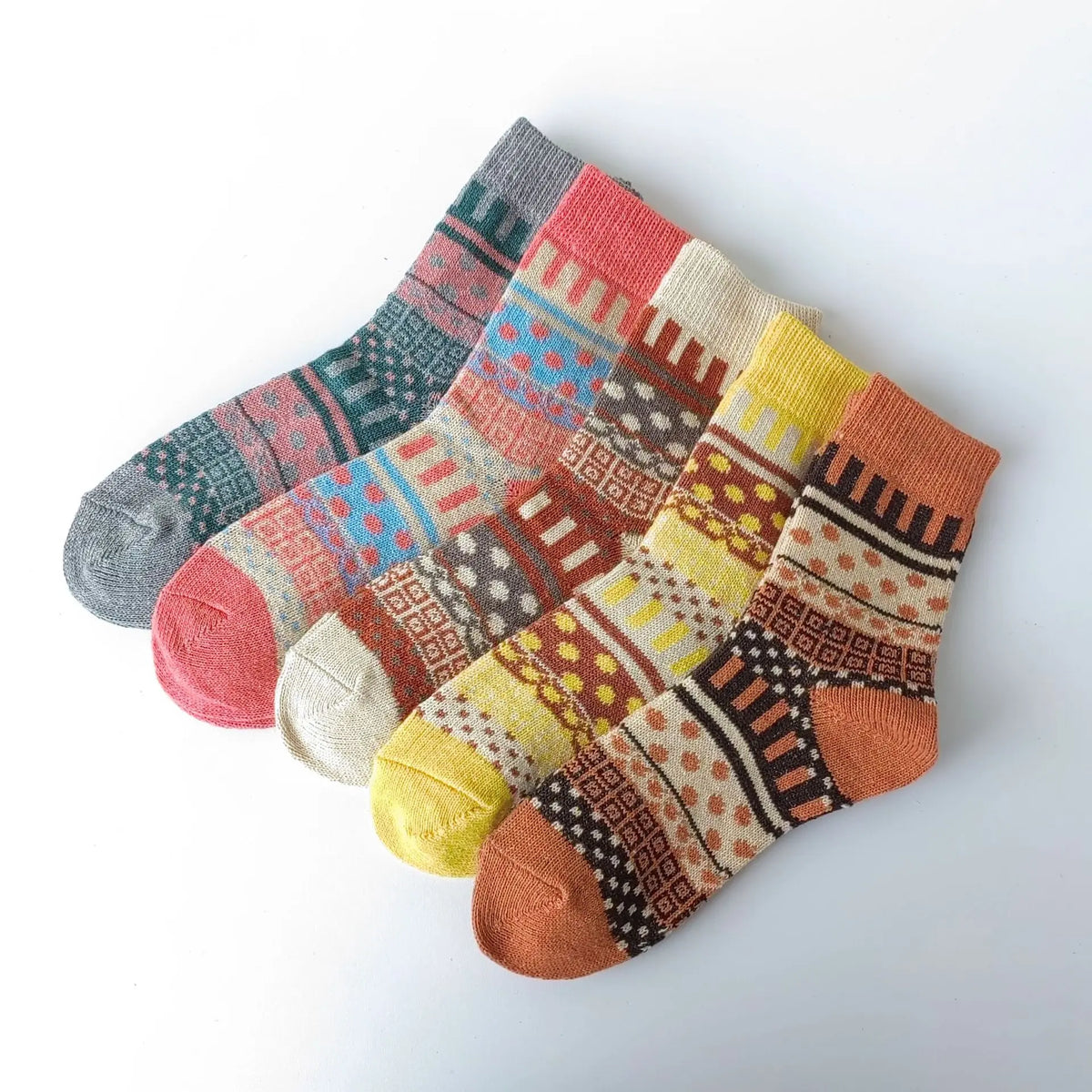 Winter Rhombus Wool Socks Thick Line Medium Tube hercurva