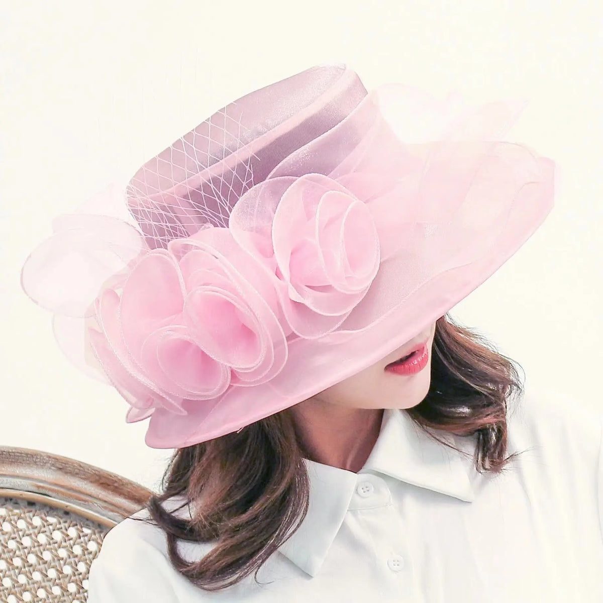 Women's Sun Hat Mesh Bowler Hat Organza Summer Sun Hat hercurva