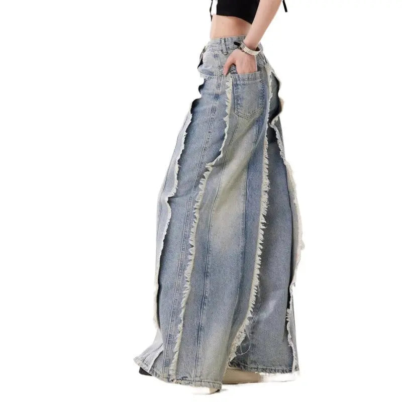 Jeans Destroyed Loose Burrs Wide Leg Bootcut Pants hercurva