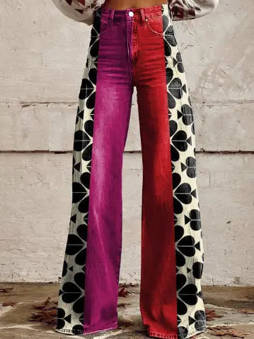 Thin Faux Denim Wide-leg Pants hercurva