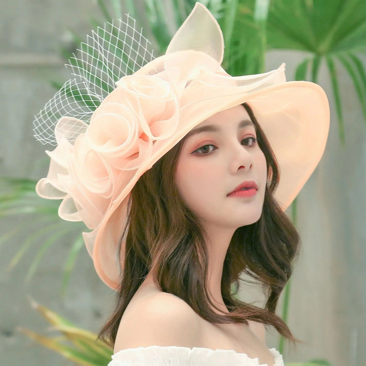 Women's Sun Hat Mesh Bowler Hat Organza Summer Sun Hat hercurva