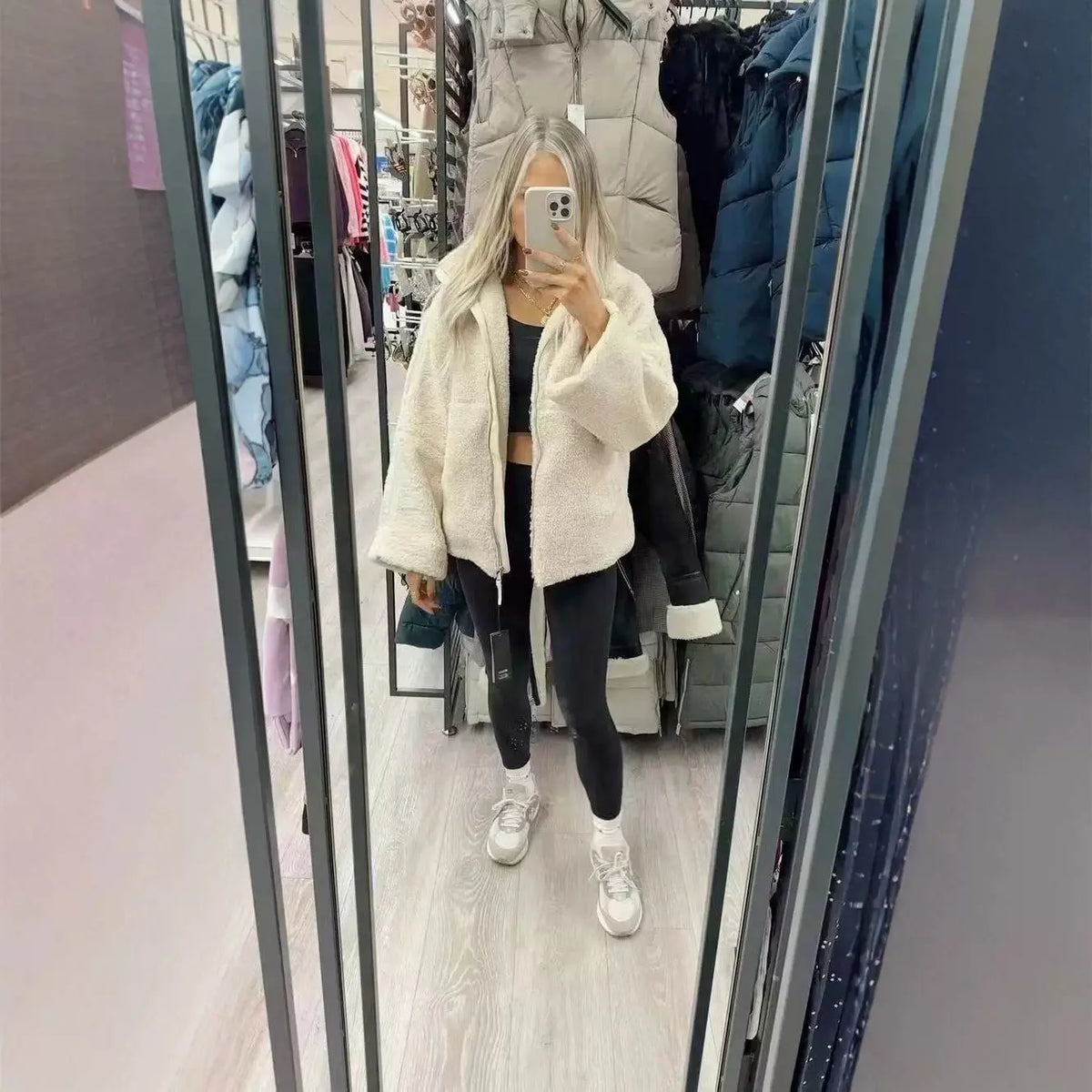 Women's Stand Collar Zipper Idle Style Lamb Wool Casual Cotton-padded Clothes Coat hercurva
