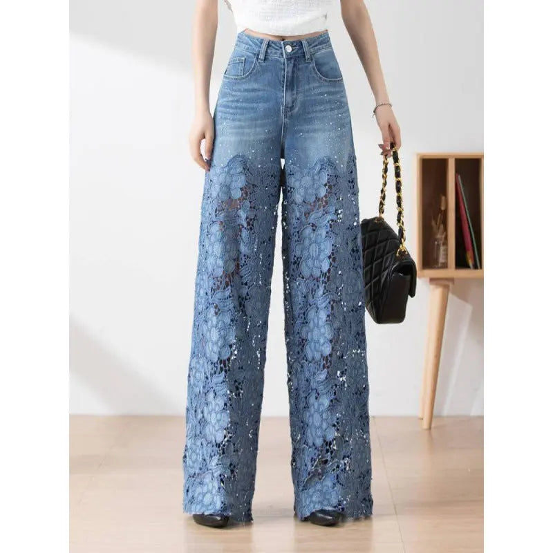 Women's Stitching High Waist Wide Leg Pants hercurva
