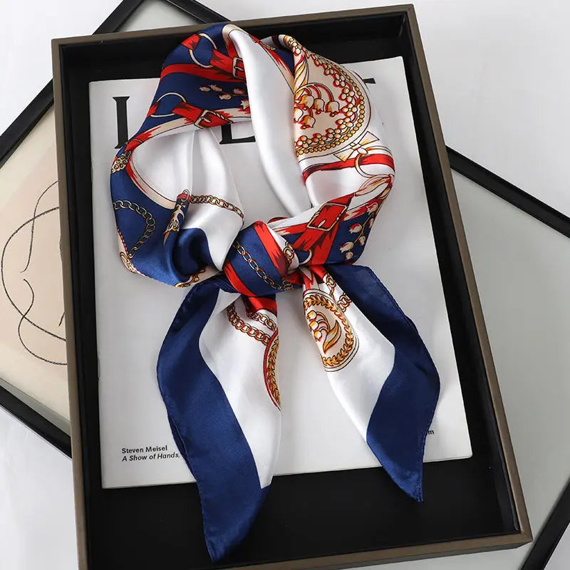 Artificial Silk Striped High-grade Korean Style Stylish Beach Arm Bag Silk Scarf hercurva