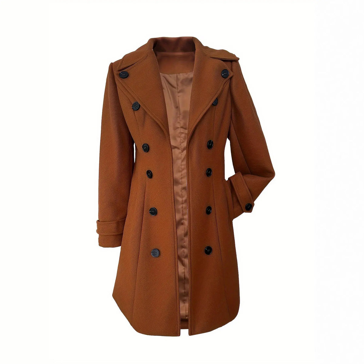 European And American Elegant Women's Solid Color Double Breasted Woolen Coat hercurva