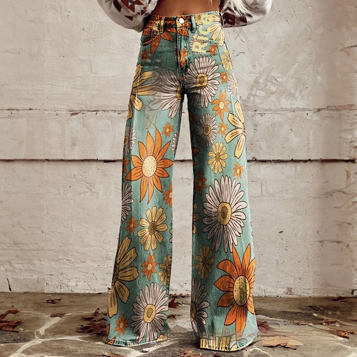 Foreign Trade Plus Size Women's Casual Pants Thin Imitation Jeans Wide Leg hercurva