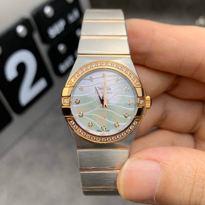 CONSTELLATION LADIES 27MM QUARTZ DIAMOND BEZEL MOTHER OF PEARL DIAL
