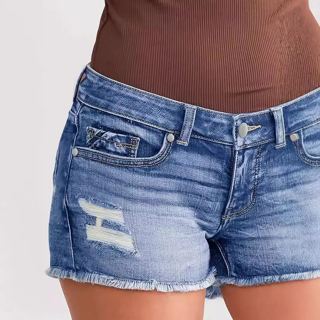 Ladies Ripped Wadding Button Shorts hercurva