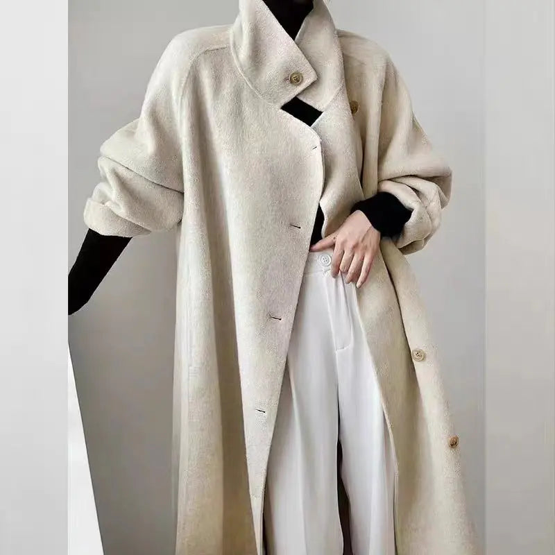 Loose-fitting Double-faced Cashmere Coat, Extra-thick Wool Overcoat hercurva