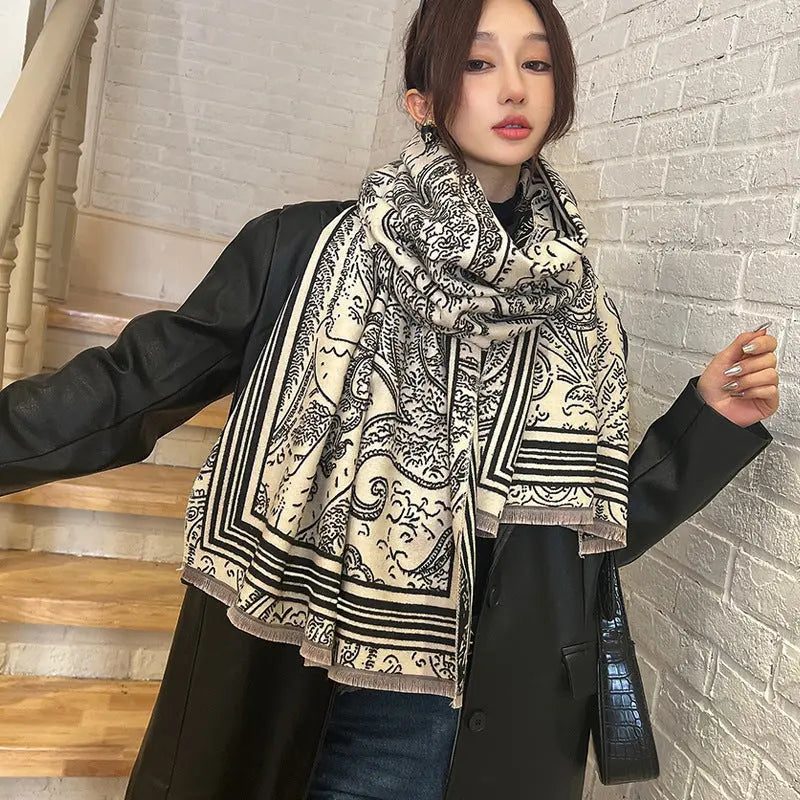 Female Versatile Fashion Thickened Warm Cashmere Scarf hercurva